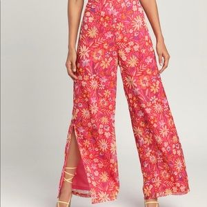 Floral Print Wide-Leg Pants